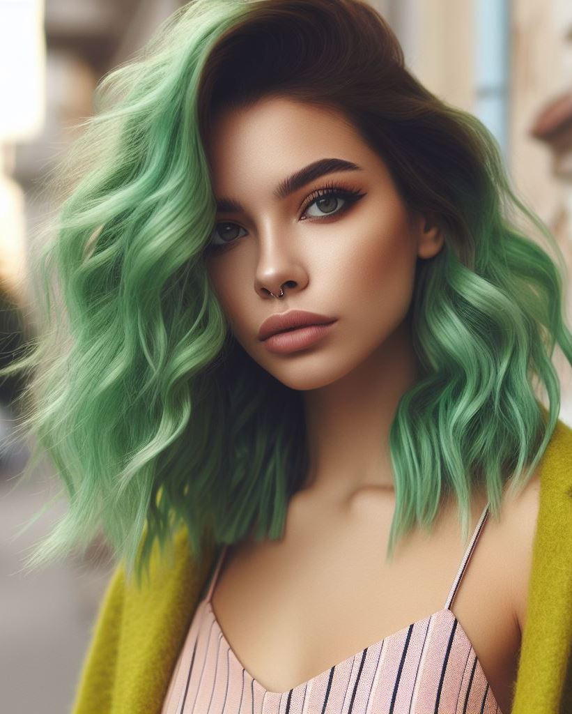 Ocean Breeze: Dive into a mesmerizing teal green hair color. Perfect for those seeking a cool, refreshing vibe that evokes the tranquility of the sea.