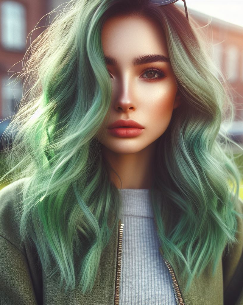 Golden Glow: Add a touch of warmth to your green hair with subtle golden highlights. Perfect for those who want to soften the intensity of a bold green and create a sun-kissed effect.