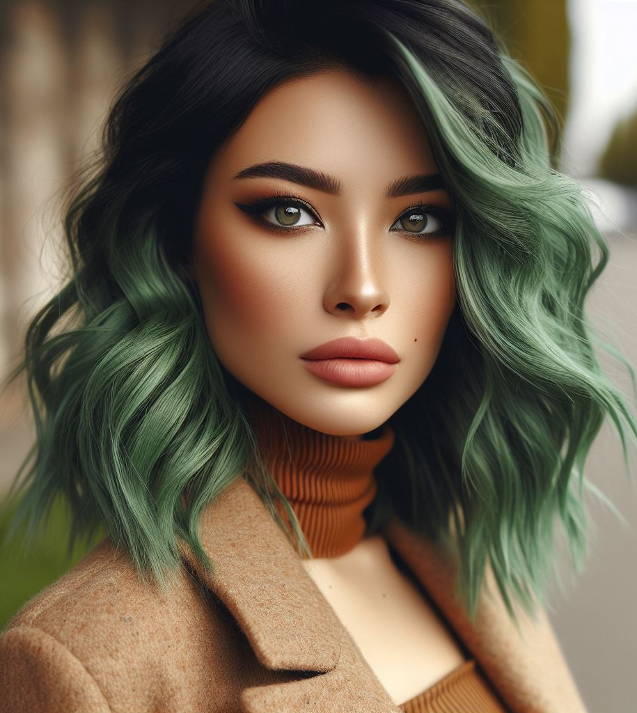 Forest Fantasy: Unleash your inner fairy with earthy moss green hair, creating a connection to nature and a sense of tranquility.