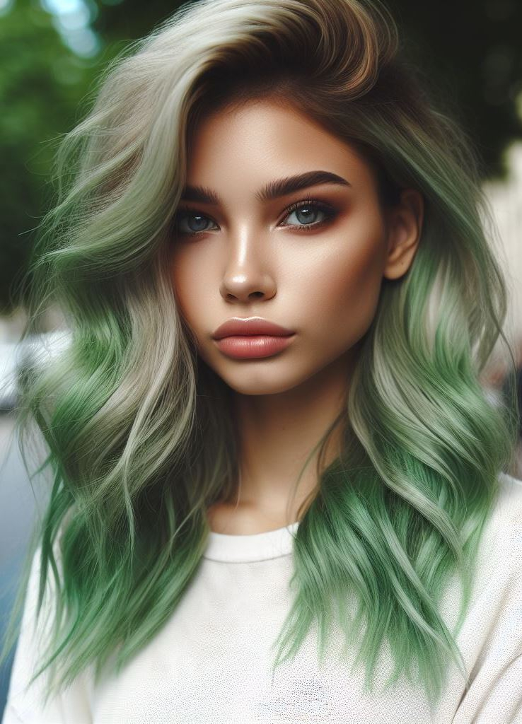 Honeydew Delight: Achieve a refreshing and youthful look with a light honeydew green hair color. Flatters a variety of skin tones and adds a touch of springtime charm.