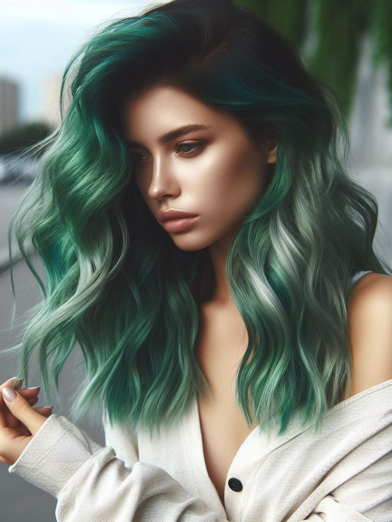 Chrysoprase Charm: Capture the allure of a precious gemstone with a mesmerizing chrysoprase green hair color. This cool-toned green with a hint of yellow flatters fair skin tones and adds a touch of regal elegance.