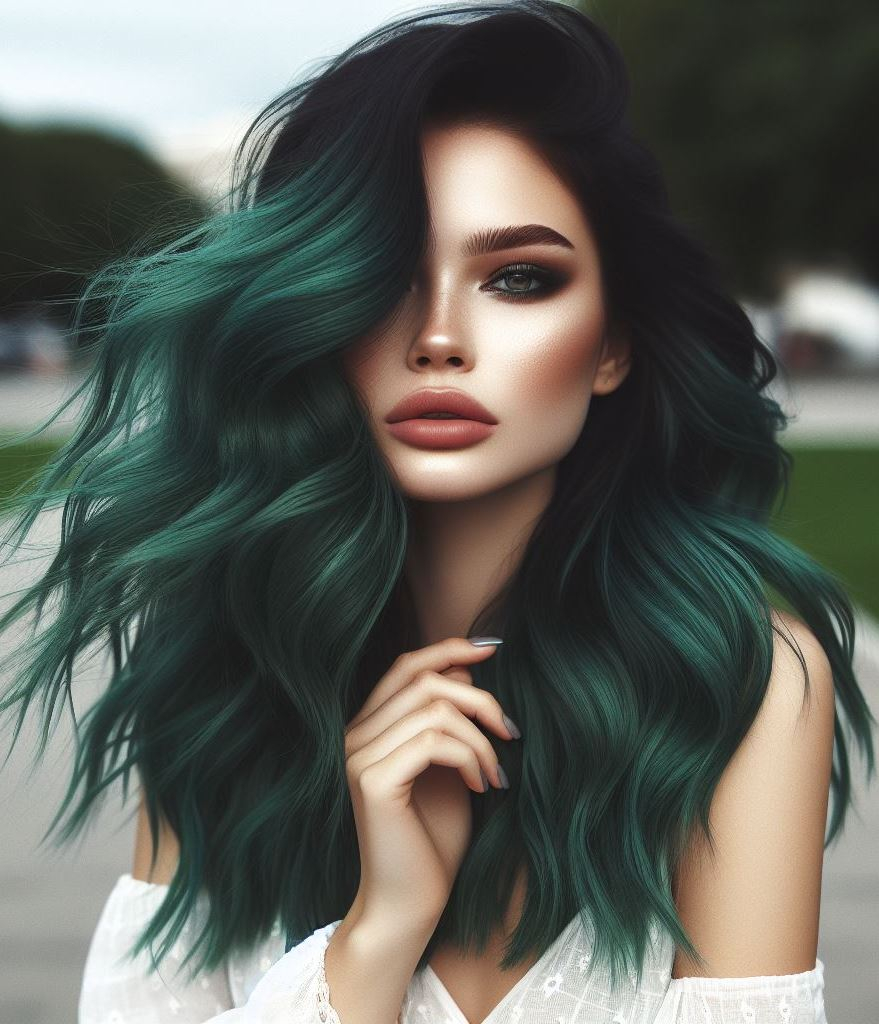 Tropical Teal: Embrace the vibrancy of the tropics with a mesmerizing teal green hair color that fades into a soft turquoise at the tips. Perfect for those who love refreshing summer vibes and a touch of island flair.