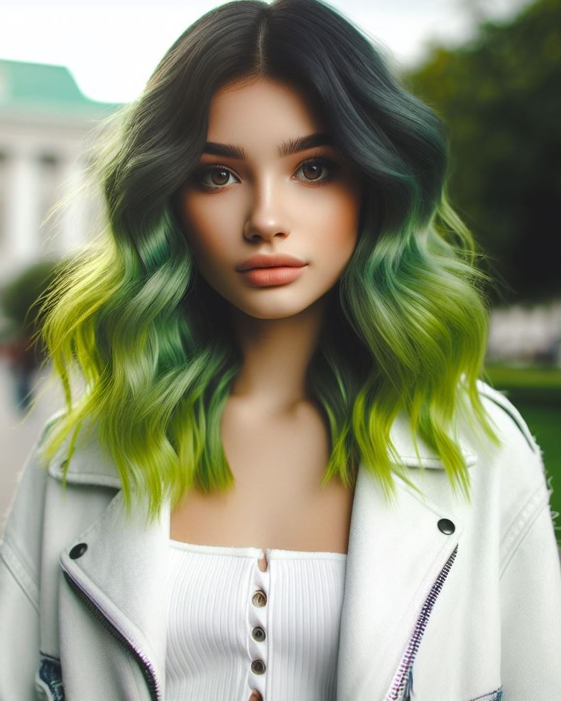 Neon Night: Unleash your inner rockstar with a striking combination of black hair and neon green highlights. Ideal for those who want a bold and edgy statement with a touch of rebellious spirit.