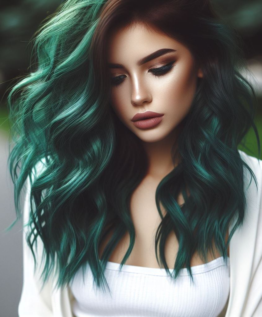 Jungle Jewel: Embrace a touch of the exotic with a vibrant jade green hair color, adding a touch of luxury and intrigue.