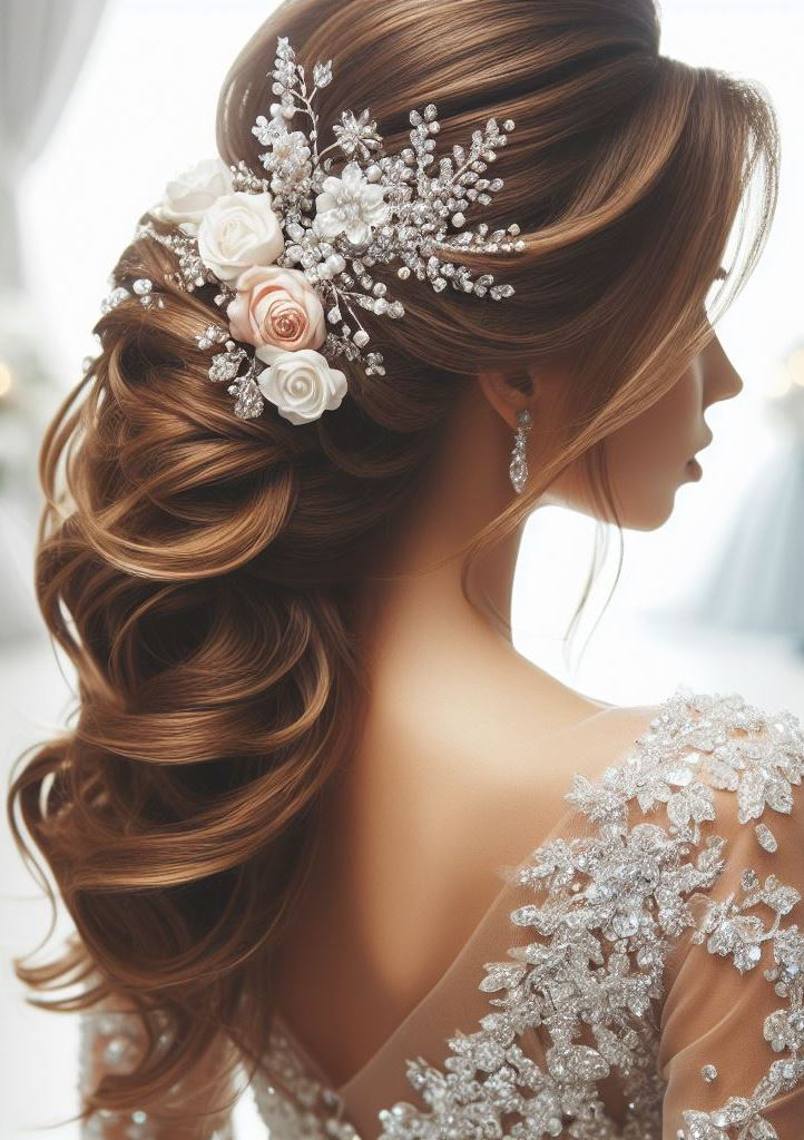 Bridal Hairstyle Accessories: Enhancing Your Wedding Hair | Pocoko Strands that shimmer with the glow of new beginnings. Let your wedding hair be the dawn of your love story.