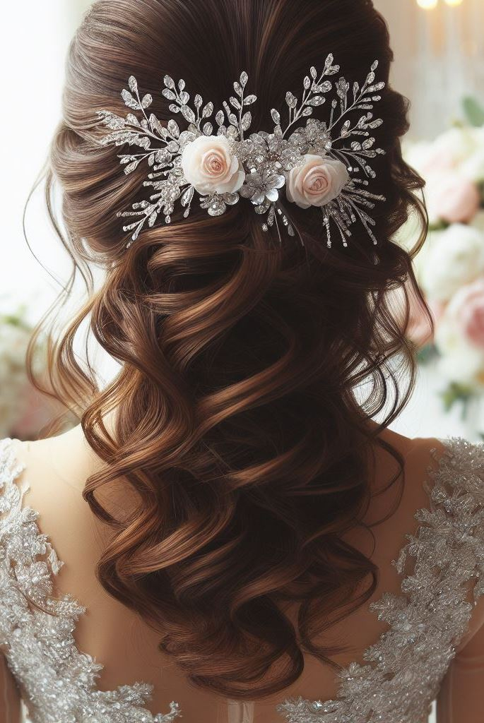 Bridal Hairstyle Accessories: Enhancing Your Wedding Hair | Pocoko Waves that cascade like the vows you exchange. Let your hair be the ocean of love that surrounds your special day.