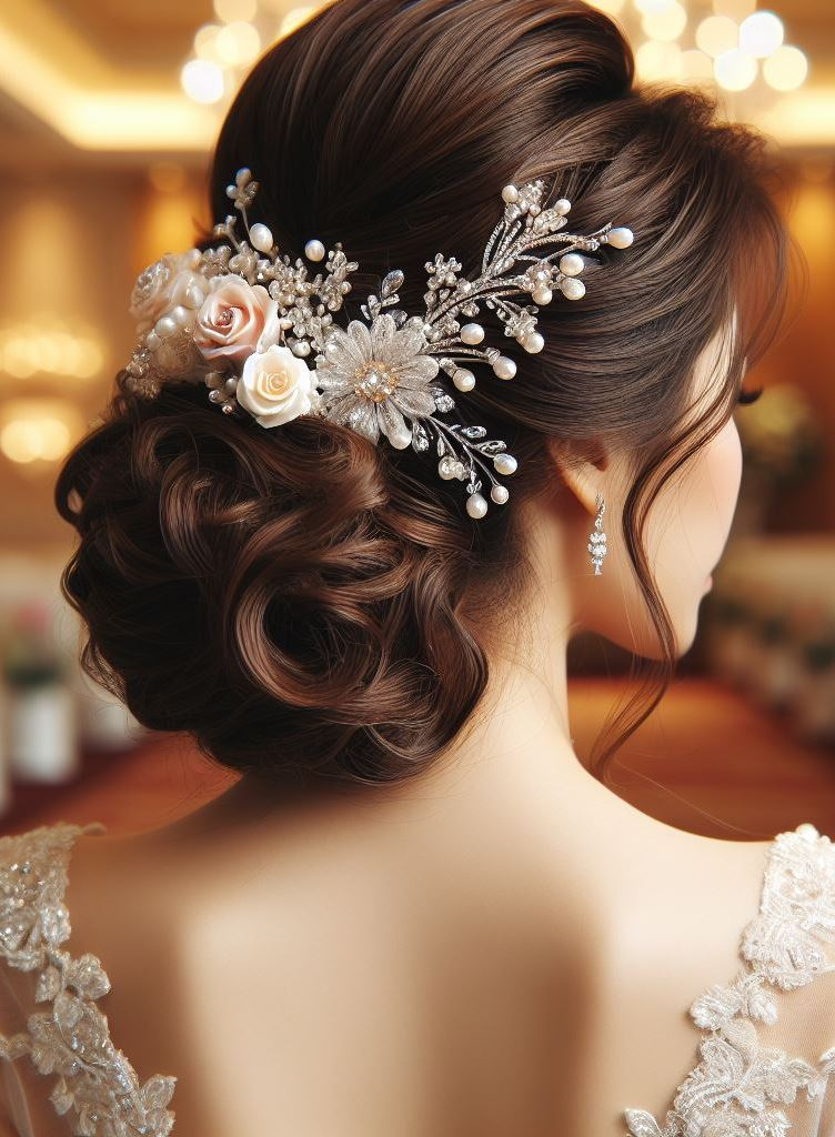 Bridal Hairstyle Accessories: Enhancing Your Wedding Hair | Pocoko A bridal updo that whispers secrets of love. It's not just hair; it's a tapestry of dreams and devotion.