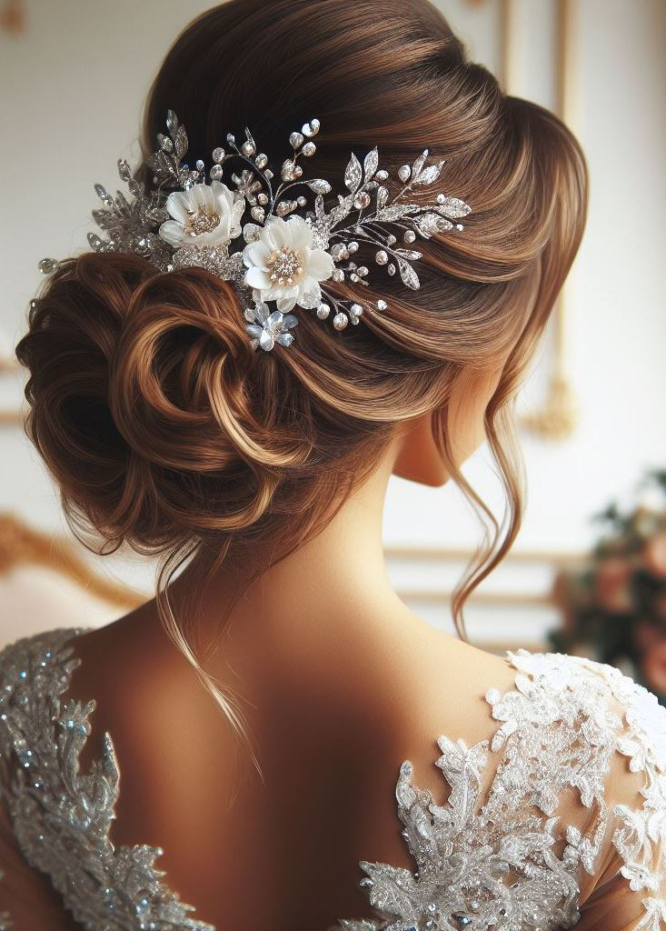 Bridal Hairstyle Accessories: Enhancing Your Wedding Hair | Pocoko A mane tamed into a masterpiece of matrimonial splendor. On your wedding day, let your hair be the brushstroke of beauty.