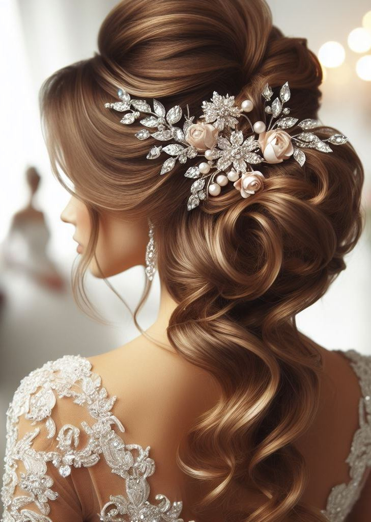 Bridal Hairstyle Accessories: Enhancing Your Wedding Hair | Pocoko Strands that shimmer with the glow of new beginnings. Let your wedding hair be the dawn of your love story.