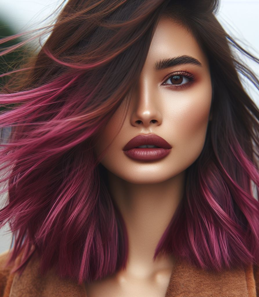 Hair Color Trends: Brassy Brunettes Beware! Cool Tones are Here | Pocoko 💜 When burgundy and magenta collide, magic happens. Your hair becomes a canvas for cosmic hues, swirling together in celestial harmony. ✨