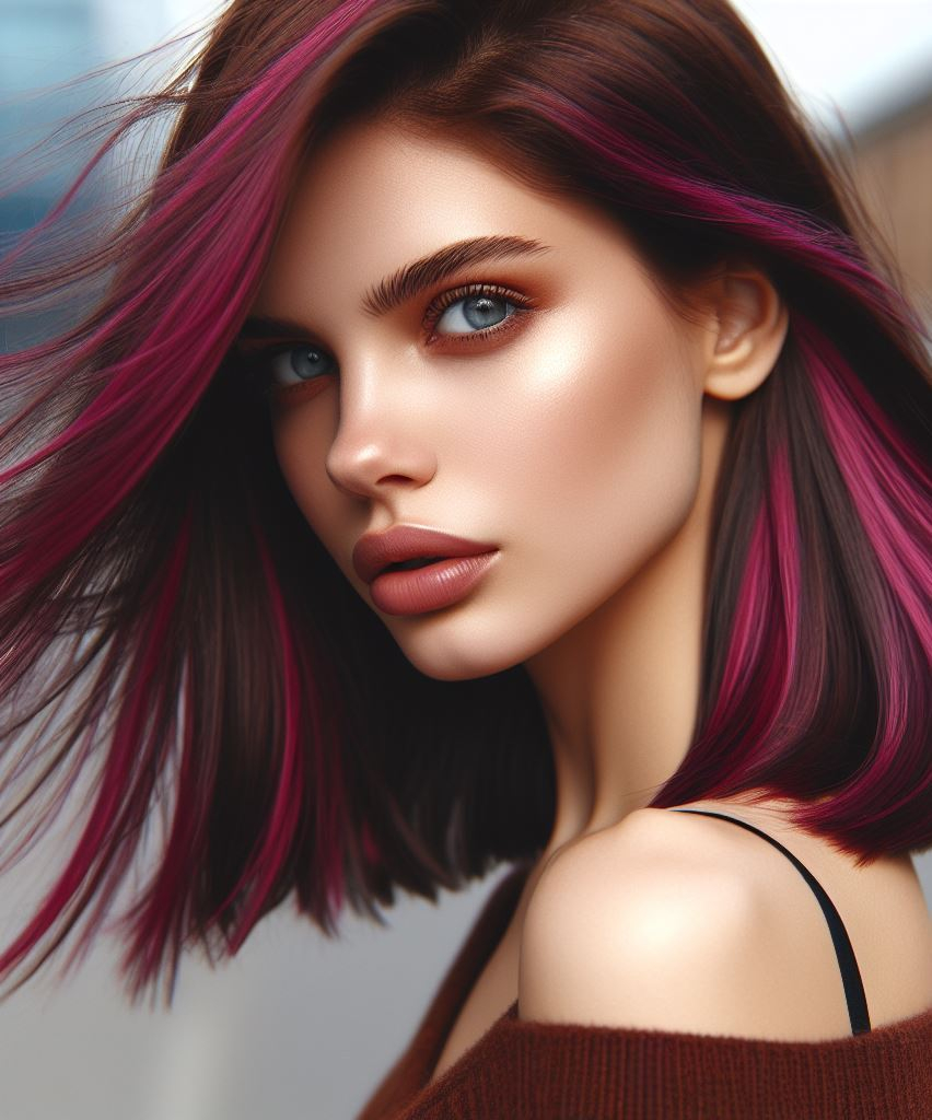 Hair Color Trends: Brassy Brunettes Beware! Cool Tones are Here | Pocoko Channel your inner mermaid with burgundy waves kissed by magenta. Dive into this enchanting color combo and make waves of your own!