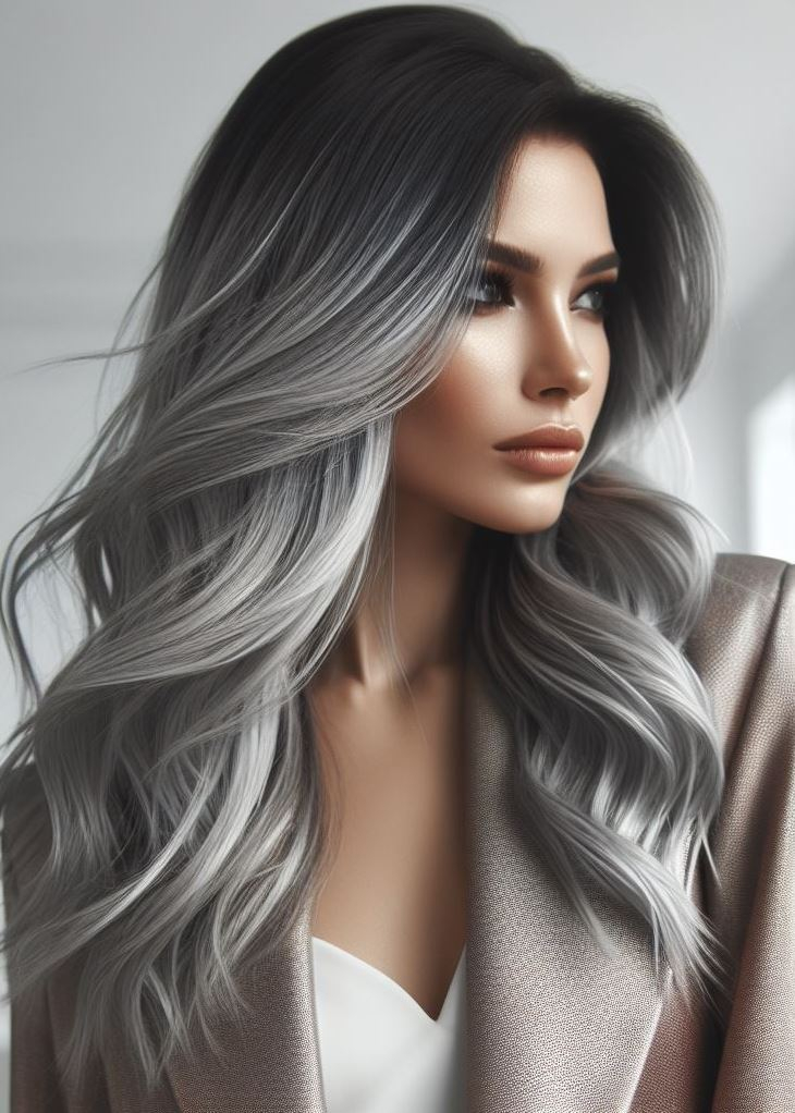 Hair Color Trends: Brassy Brunettes Beware! Cool Tones are Here | Pocoko Mistress of Misty Gray: Be the enchantress of cool tones. Ash gray, with its subtle silver undertones, whispers sophistication. Pair it with smoky eyes for maximum impact.