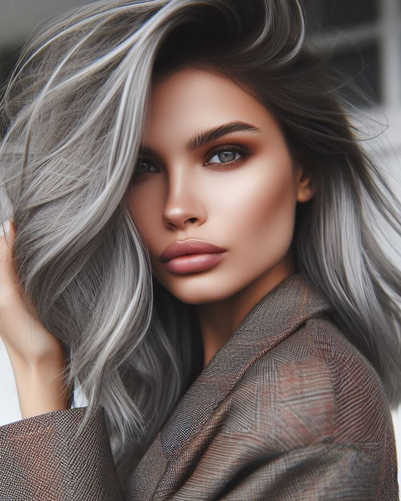 Hair Color Trends: Brassy Brunettes Beware! Cool Tones are Here | Pocoko Chic Grayscale: Who needs color when you’ve got sophistication? Ash gray and silver streaks playfully mingle, making your hair a canvas for timeless style. 🖤