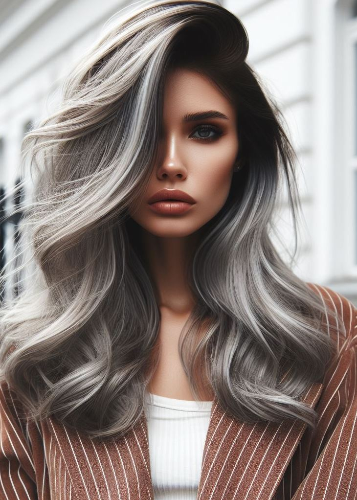 Hair Color Trends: Brassy Brunettes Beware! Cool Tones are Here | Pocoko Mystical Mercury: Mercury may be elusive, but your hair doesn’t have to be. These streaks shimmer like liquid metal, adding intrigue and allure.