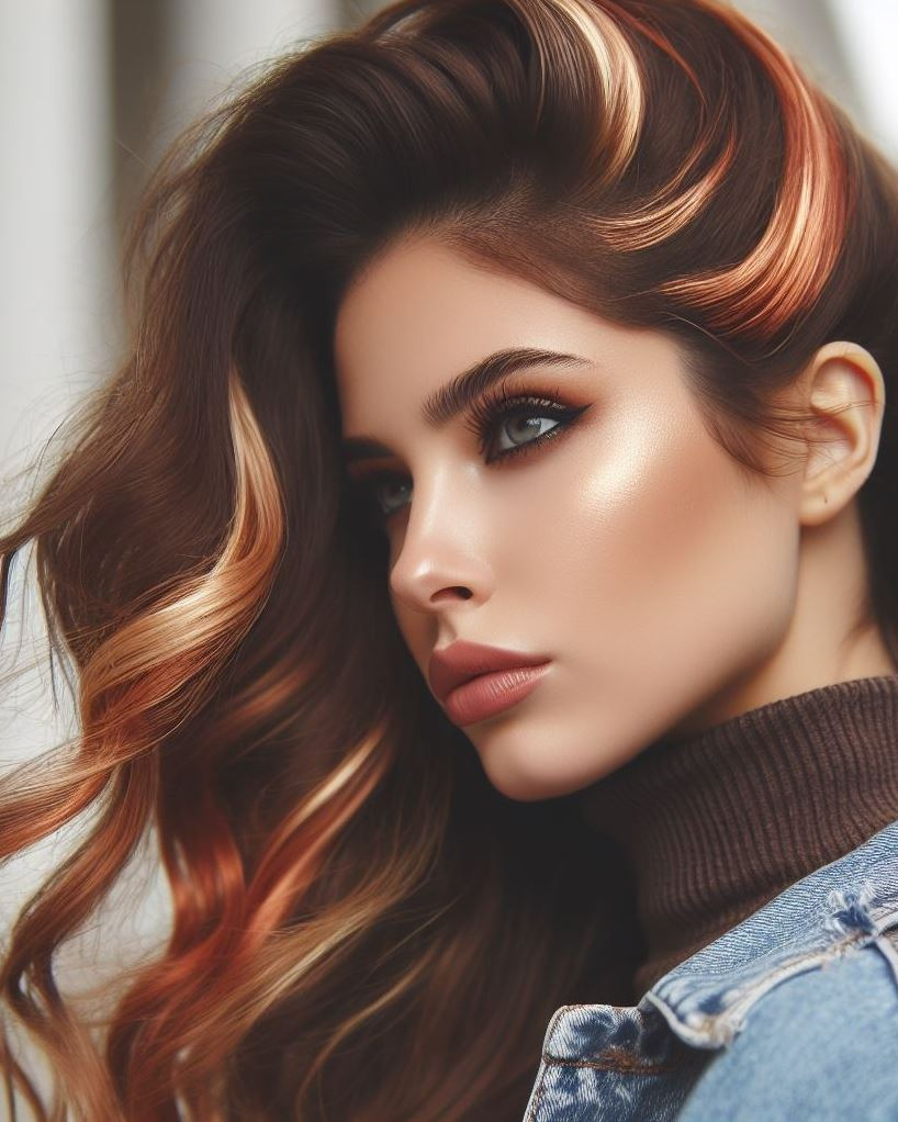Hair Color Trends: Brassy Brunettes Beware! Cool Tones are Here | Pocoko Copper Caramel Swirl: It’s like your hair took a dip in a caramel latte. The blend of bright copper and golden streaks creates a deliciously rich and inviting look.