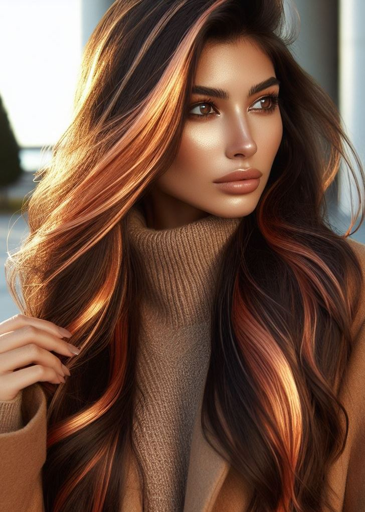 Hair Color Trends: Brassy Brunettes Beware! Cool Tones are Here | Pocoko Fool’s Gold Glam: Who needs real gold when your hair can shimmer like a precious metal? These penny-colored strands with golden accents are pure luxury.