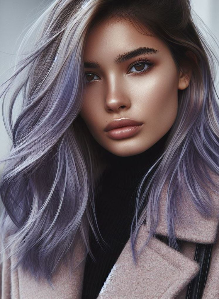 Hair Color Trends: Brassy Brunettes Beware! Cool Tones are Here | Pocoko Lavender Latte: Brew up some style! The base is a soothing lavender, and the lilac highlights swirl like cream in your morning coffee. Sip, savor, and slay.