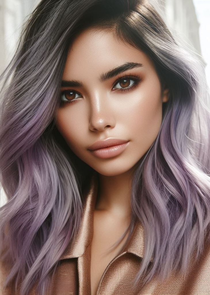 Hair Color Trends: Brassy Brunettes Beware! Cool Tones are Here | Pocoko Enchanted Lavender: Cast a spell with your hair. The lilac highlights shimmer like fairy dust, turning heads wherever you go. Beware: You might attract woodland creatures.