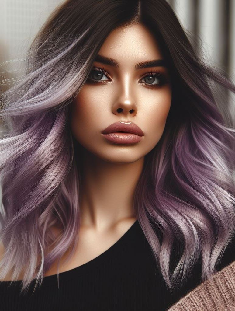Hair Color Trends: Brassy Brunettes Beware! Cool Tones are Here | Pocoko Lavender Lemonade: Refreshing, with a twist! The pale lavender base is sweet, and the lilac highlights add zesty vibes. Sip your way to hair perfection.