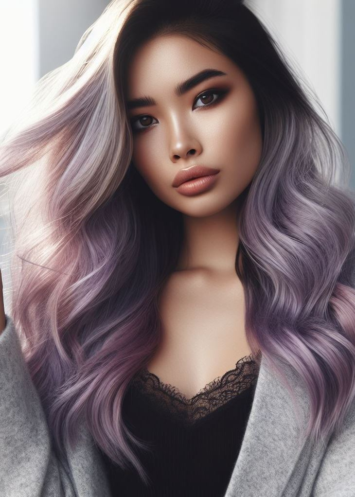 Hair Color Trends: Brassy Brunettes Beware! Cool Tones are Here | Pocoko Lilac Love Affair: Lavender and lilac—a match made in hair heaven. These colors flirt, intertwine, and create a love story on your strands. Get ready for romance! 💕✨