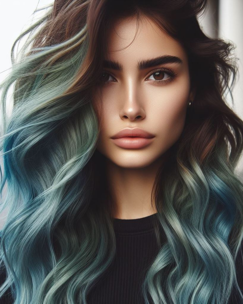 Hair Color Trends: Brassy Brunettes Beware! Cool Tones are Here | Pocoko “Teal Tidal Temptation”: This shade is the love child of a turquoise lagoon and a sun-kissed beach. It’s the kind of color that whispers secrets to the waves. Pair it with beachy waves for maximum allure.