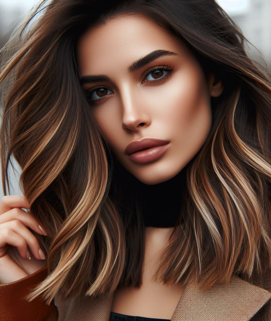 Hair Color Trends: Brassy Brunettes Beware! Cool Tones are Here | Pocoko Mocha with honey balayage—the ultimate fusion of warmth and depth. It’s the shade that whispers ‘effortlessly chic’ while turning heads at brunch.