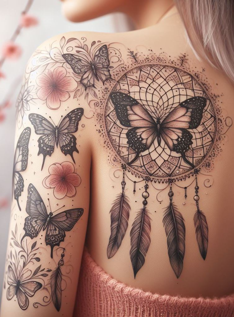 Shoulder and Back Tattoos: Mastering the Art of Placement | Pocoko Transform your shoulder and back into a fluttering masterpiece with butterfly tattoos. These designs symbolize change and beauty, adding a touch of nature’s magic to your skin.