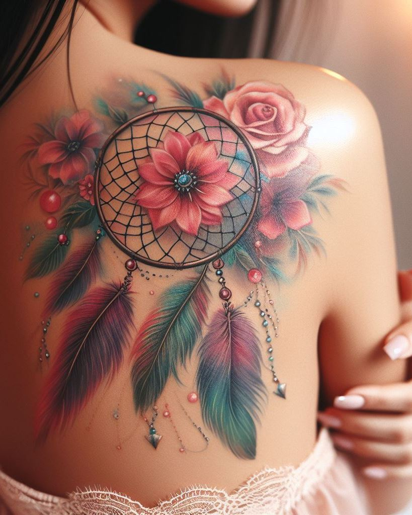 Shoulder and Back Tattoos: Mastering the Art of Placement | Pocoko Dreamcatcher tattoos on your shoulder and back blend beauty and meaning perfectly. These designs are a guardian of your dreams, adding a mystical touch to your ink collection.