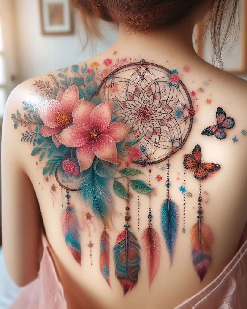 Shoulder and Back Tattoos: Mastering the Art of Placement | Pocoko Turn your back into a talisman of good dreams with dreamcatcher tattoos. Each intricate thread and feather symbolizes a guardian of your night-time fantasies.