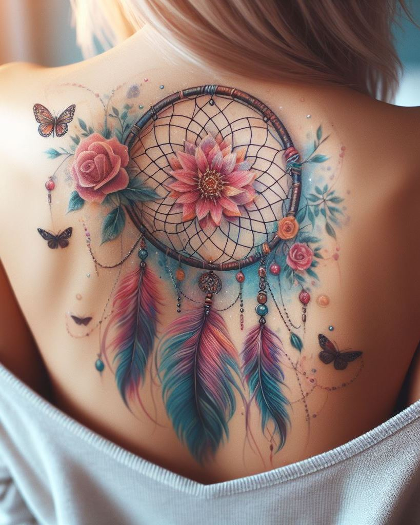 Shoulder and Back Tattoos: Mastering the Art of Placement | Pocoko Dream big and keep your spirits high with dreamcatcher tattoos on your shoulder and back. These designs are a perfect blend of beauty and protection, keeping the good vibes flowing.