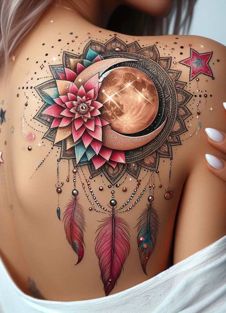 Shoulder and Back Tattoos: Mastering the Art of Placement | Pocoko Transform your shoulder and back with the enchanting charm of dreamcatcher tattoos. These designs symbolize hope, protection, and the beauty of dreams captured.
