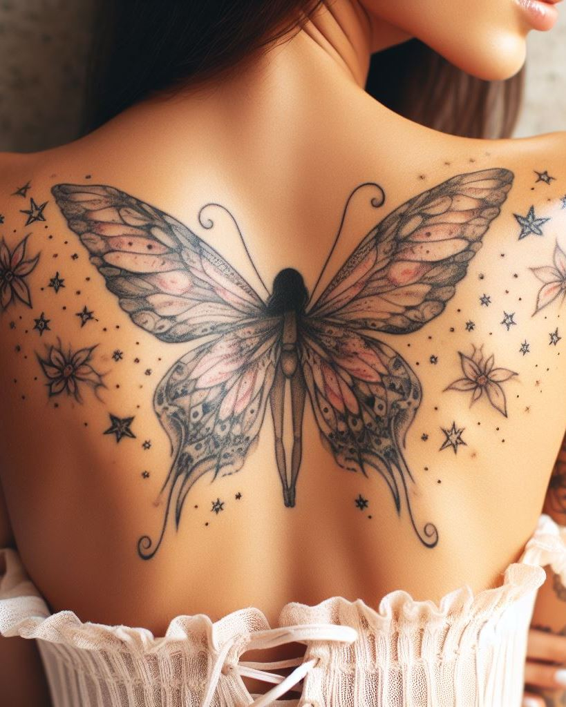 Shoulder and Back Tattoos: Mastering the Art of Placement | Pocoko Transform your shoulder and back into a fairy tale with fairy tattoos. These delicate designs flutter with charm and fantasy, perfect for those who believe in a little bit of magic.