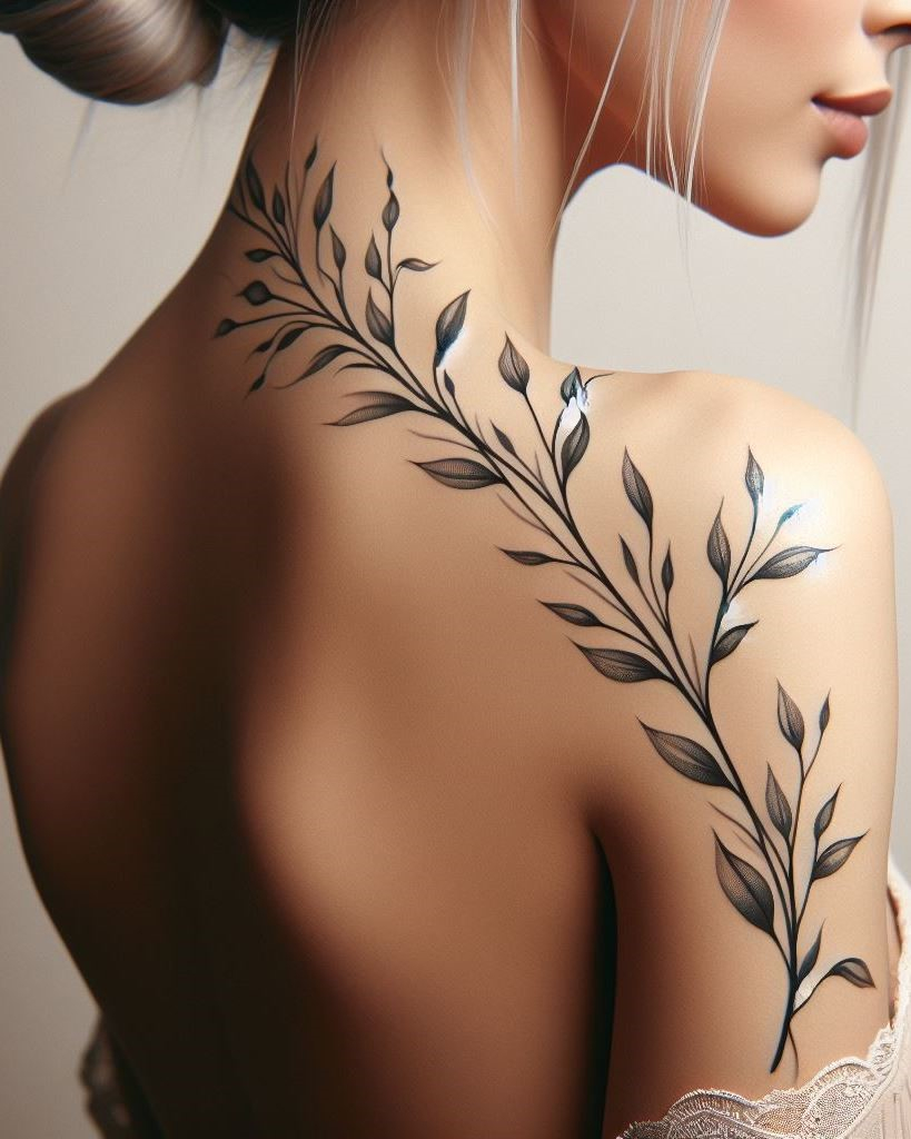 Shoulder and Back Tattoos: Mastering the Art of Placement | Pocoko Turn your back into a blooming garden with fern and flowers tattoos. Perfect for nature lovers, these designs capture the delicate beauty of wild flora.