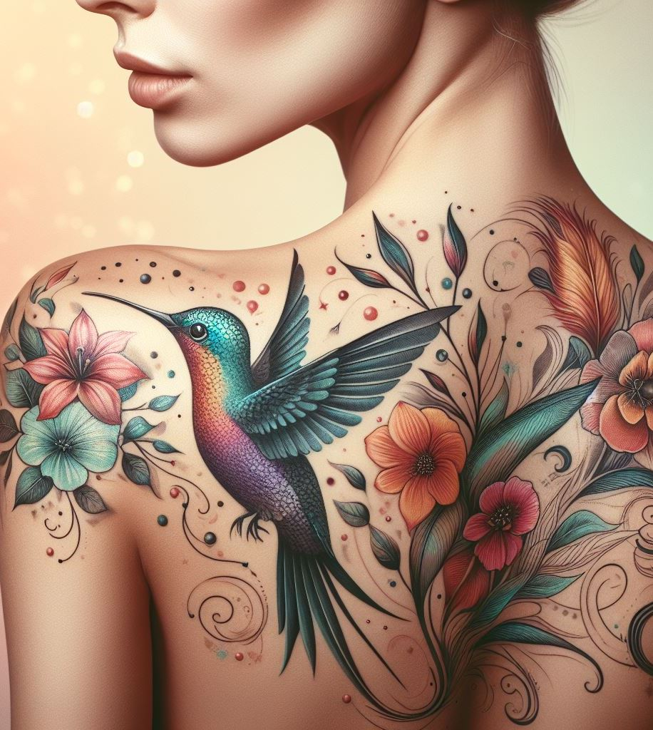 Shoulder and Back Tattoos: Mastering the Art of Placement | Pocoko Add a splash of joy and color to your life with hummingbird inspired shoulder and back tattoos. These tiny marvels capture the essence of resilience and happiness, fluttering gracefully on your skin.