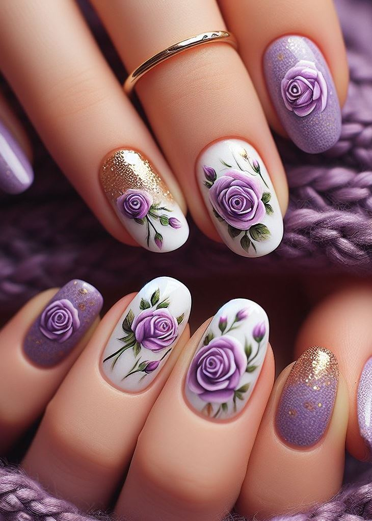 Skip the Boring! Stunning Rose Nail Art Ideas | Pocoko Toxic-free and fabulous! Hand-painted roses adorn square-shaped nails, showcasing creativity and talent. Each petal tells a story of love and beauty. Wear them proudly—you’re a nail art virtuoso!