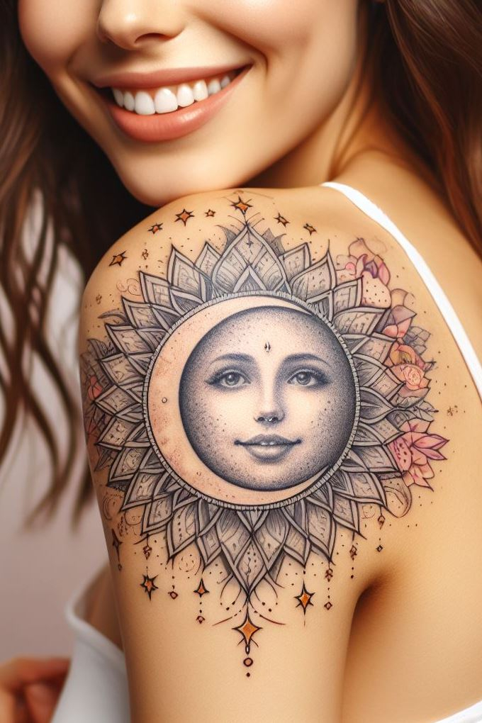 Tattoo inspiration: A moon-kissed fairy blowing stardust kisses. Cosmic romance.