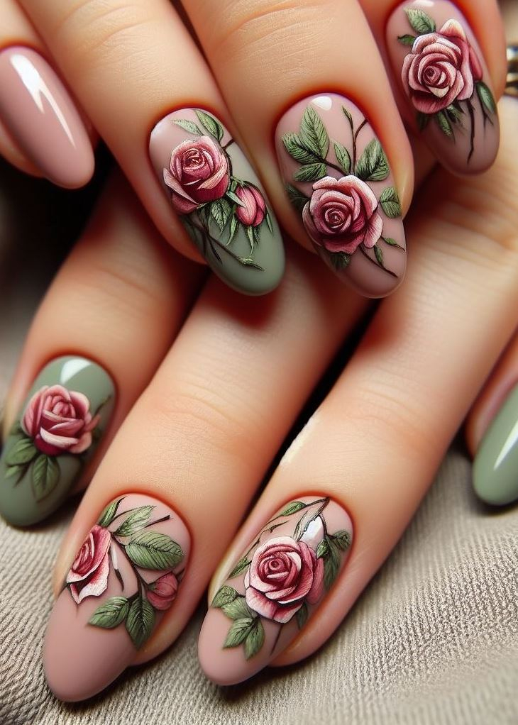 Skip the Boring! Stunning Rose Nail Art Ideas | Pocoko 🍑 Peach with a twist! These sideways French nails in warmer peach come alive with a lone gold streak. It’s like sipping peach Bellini at a chic garden party—effortlessly classy. 🥂🌹