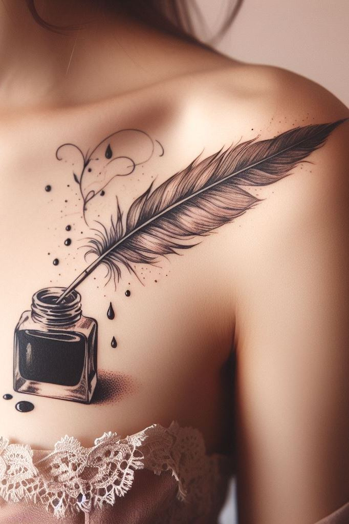 Inkwell whispers and feathered wishes—tattoos that weave enchantment into reality.