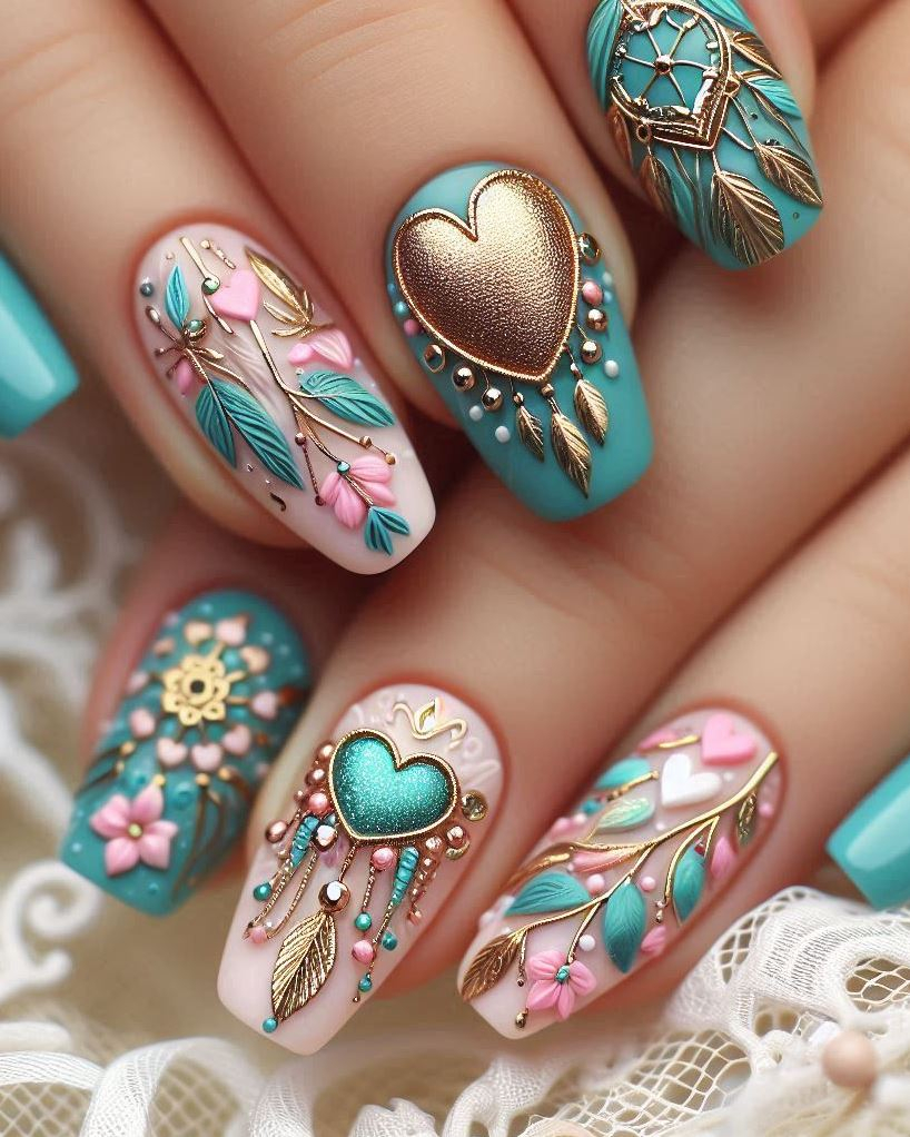 Hot pink dreamcatchers add a girly touch. Get ready to stand out in Awesome Aqua!