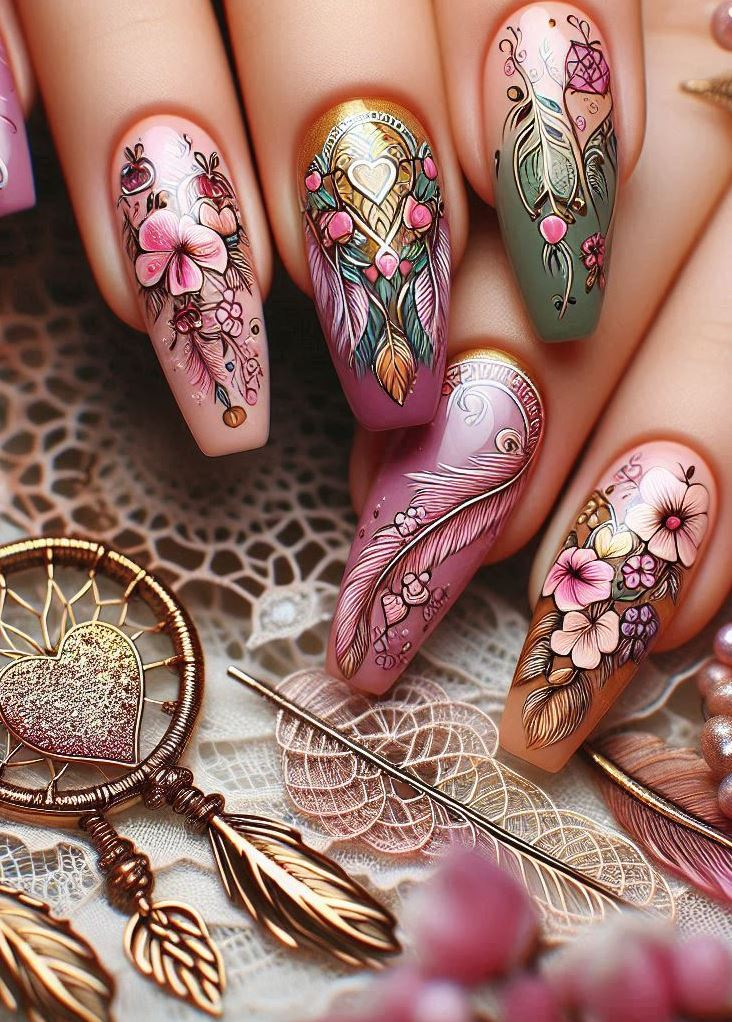 Whimsical Wildflowers: Let your nails dance with wildflower magic. Who needs a meadow when you’ve got these?
