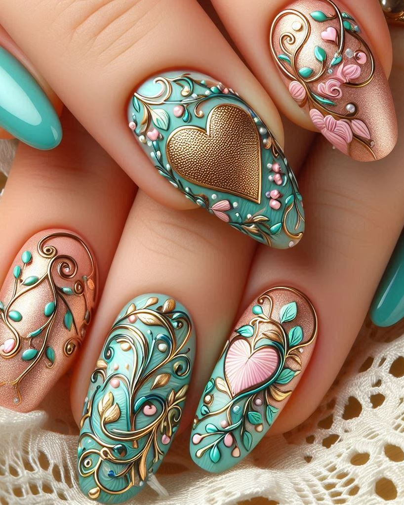 Pastel Petals: Soft hues meet intricate floral patterns. These nail art ideas are like a sweet whisper from spring itself.