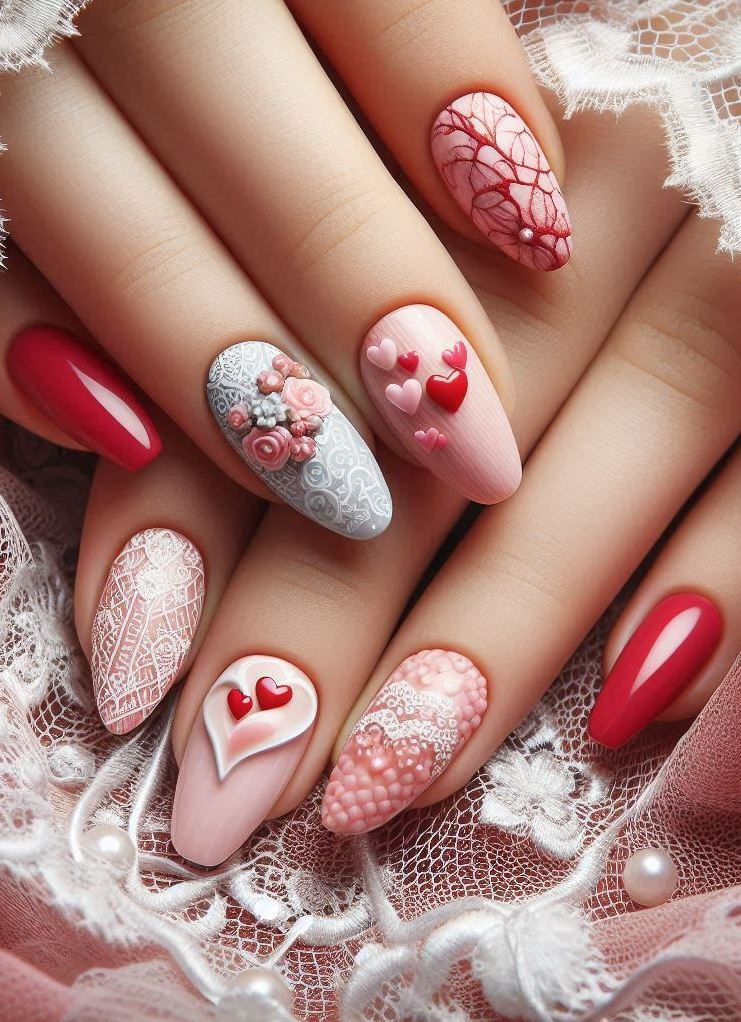 Blush Lace Affair: Elegant and understated, these nails are perfect for a date night.