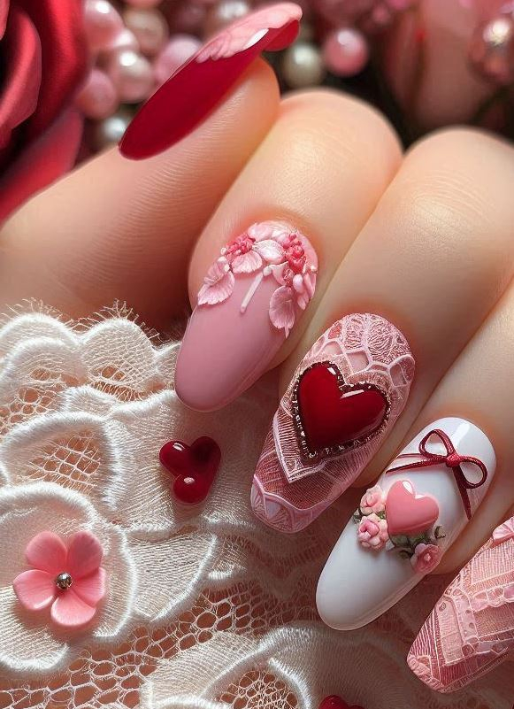 Pink Lace Delight: These nails are like delicate lace doilies for your fingertips.
