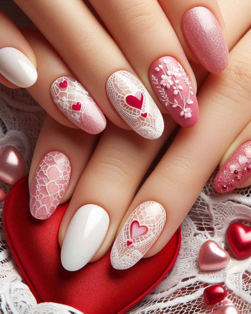 Sweet Whispers: Imagine love letters written on lace. These nails capture that tender sentiment.