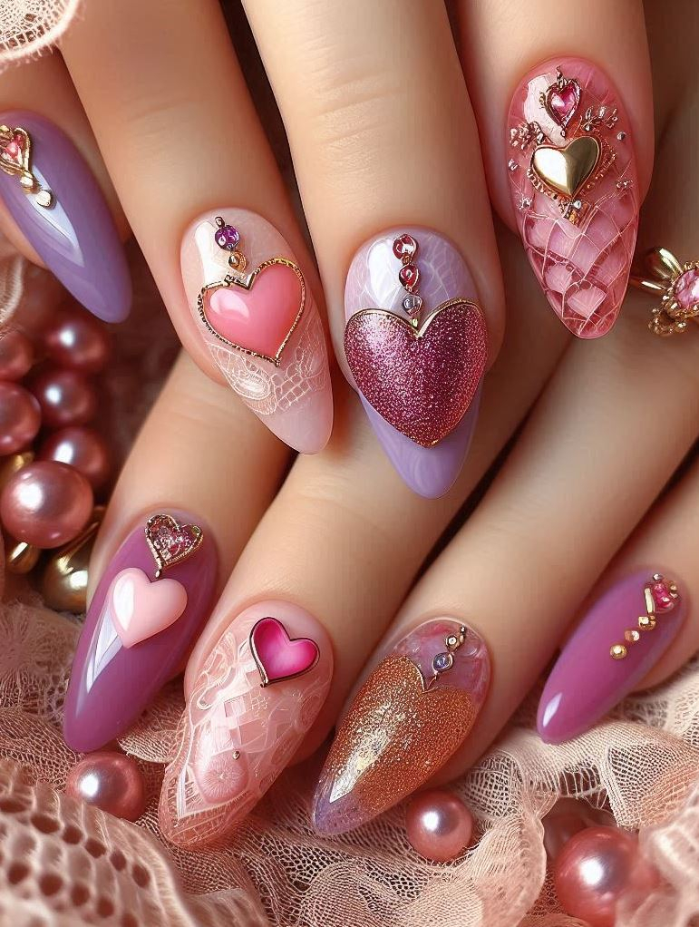 Cotton Candy Dreams: These pastel swirl nails blend pink and purple hues like a sweet summer sky. Perfect for a whimsical date night or a cozy evening in.