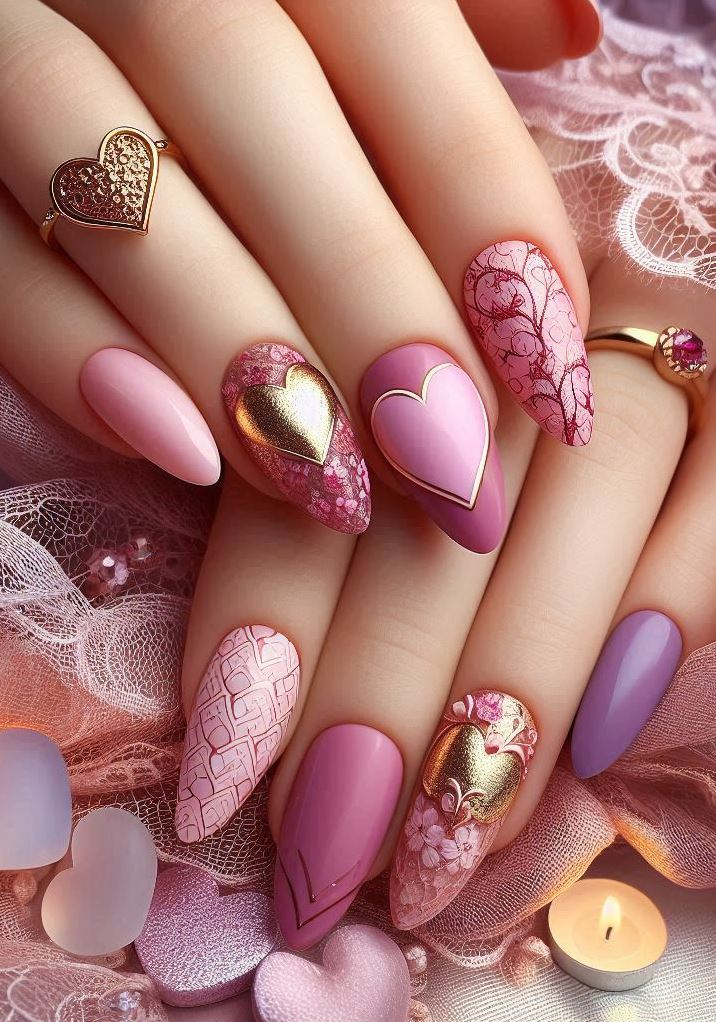 Glitter Glam: Chunky glitter adds sparkle to your pink and purple nails. Shine bright like a star!