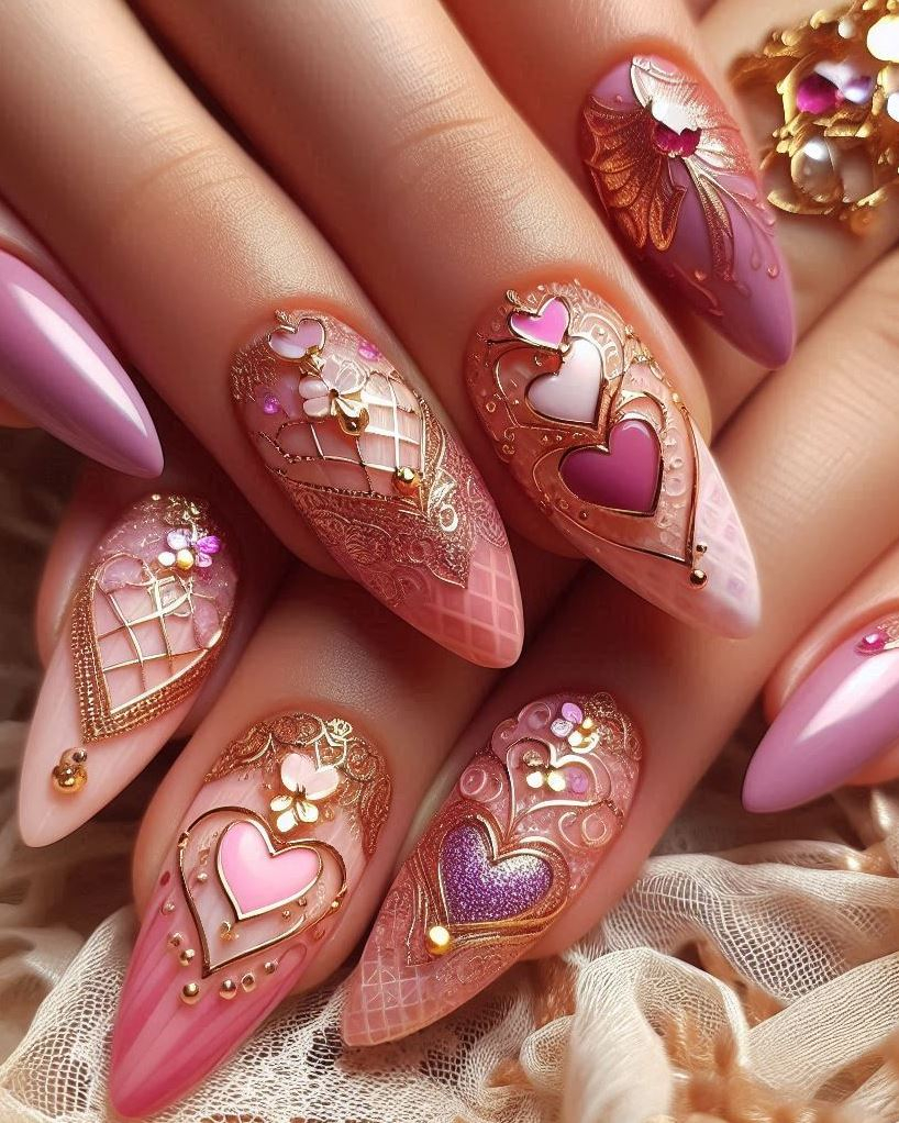 Glow in the Dark Magic: Long, luminous pink and purple nails that light up the night. Channel your inner fairy and let your fingertips shine!