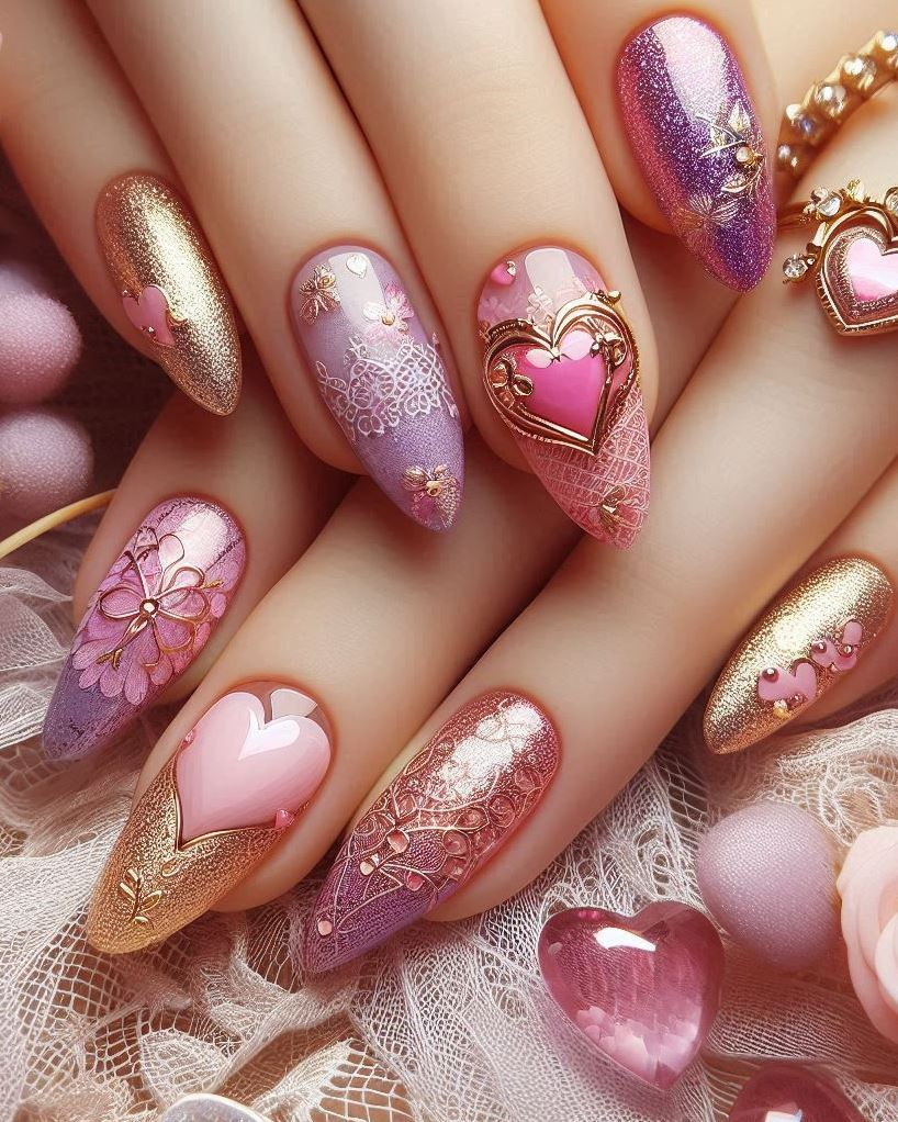 Ombre Enchantment: Transition from pink to purple seamlessly with ombre nails. Like a sunset melting into twilight.