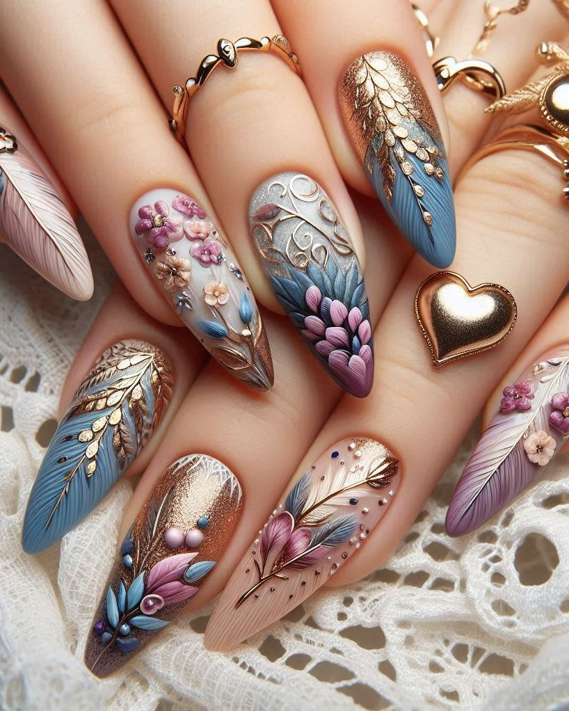 Sapphire Dreams: Royal blue coffin nails with violet accents. Channel your inner mermaid.