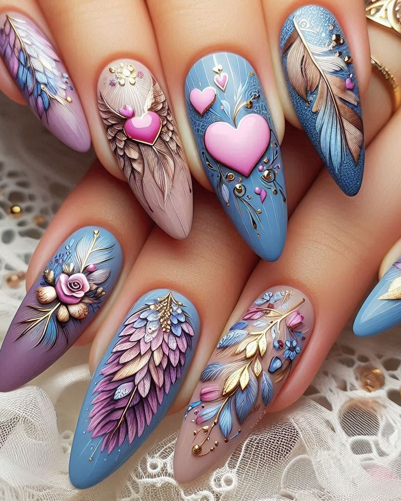 Nebula Magic: Cosmic nails with royal blue and violet swirls. You’re the center of the universe.